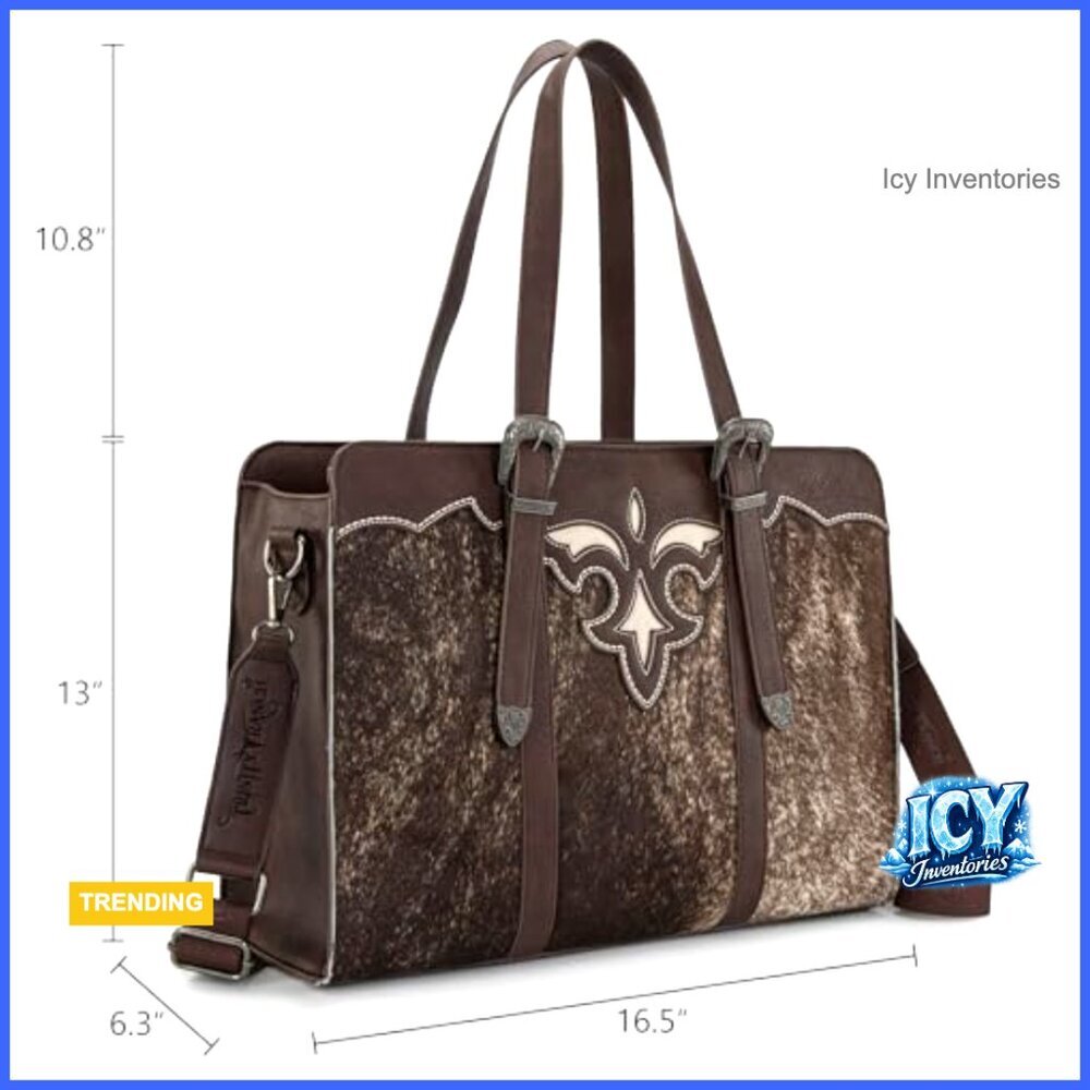 Genuine Cowhide Duffel Bag with Horsehair Accents Large Travel Tote - Picture 4 of 6